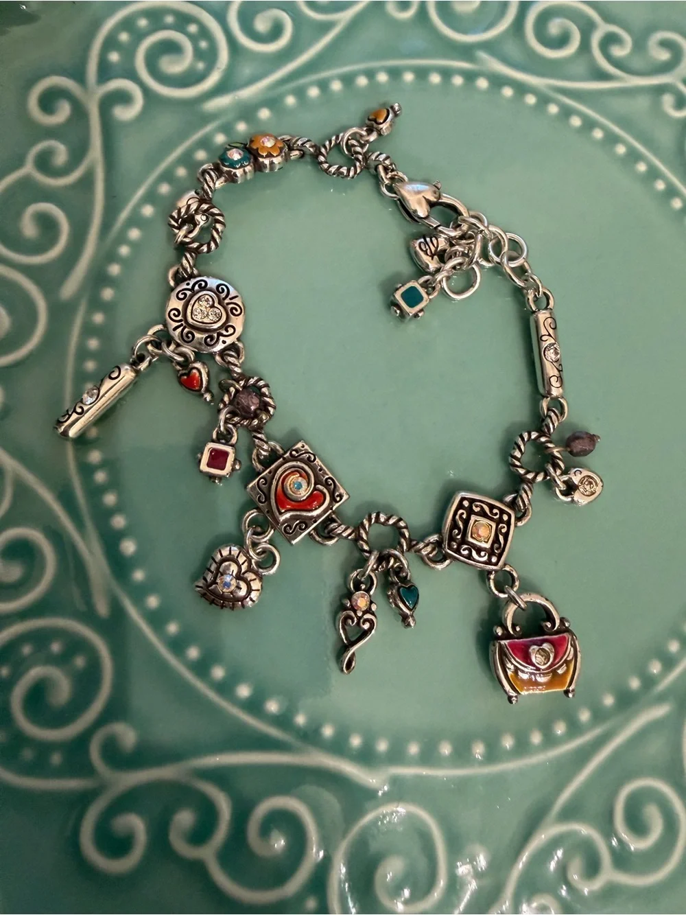 Brighton Red Heart Charm Bracelet retired